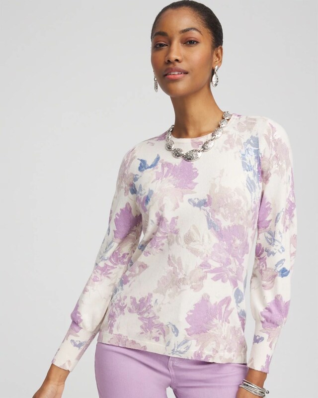 Floral Sequin Pullover Sweater - image 1